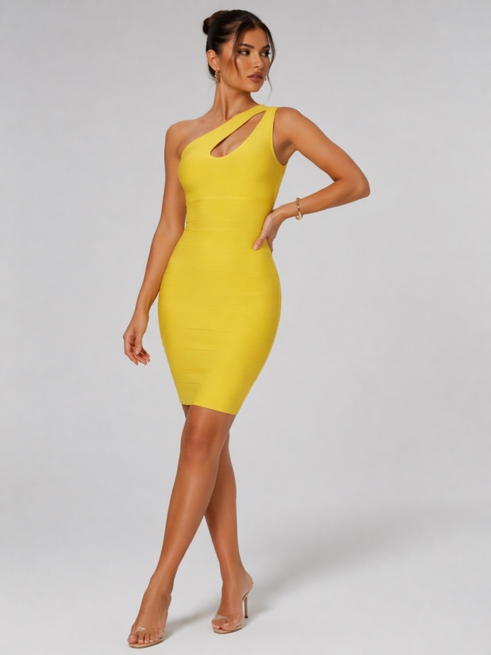 🩷Forever 21 Yellow Double-Strap V-Neck Bandage Mini Dress - Picture 12 of 13